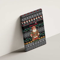 Yemen Christmas Canvas Wall Art with Traditional Santa Black Snowflake Pattern and Festive Lights - Wonder Print Shop