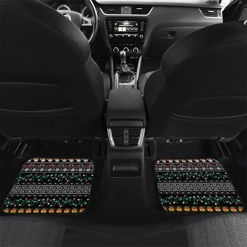 Yemen Christmas Car Mats with Traditional Santa Black Snowflake Pattern and Festive Lights - Wonder Print Shop