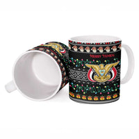 Yemen Christmas Ceramic Mug with Traditional Santa Black Snowflake Pattern and Festive Lights - Wonder Print Shop