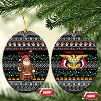 Yemen Christmas Ceramic Ornament with Traditional Santa Black Snowflake Pattern and Festive Lights - Wonder Print Shop