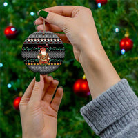 Yemen Christmas Ceramic Ornament with Traditional Santa Black Snowflake Pattern and Festive Lights - Wonder Print Shop