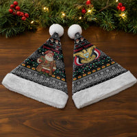 Yemen Christmas Santa Hat with Traditional Santa Black Snowflake Pattern and Festive Lights - Wonder Print Shop