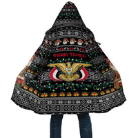 Yemen Christmas Cloak with Traditional Santa Black Snowflake Pattern and Festive Lights - Wonder Print Shop