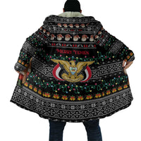 Yemen Christmas Cloak with Traditional Santa Black Snowflake Pattern and Festive Lights - Wonder Print Shop