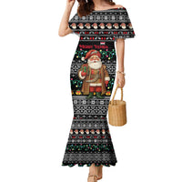 Yemen Christmas Family Matching Mermaid Dress and Hawaiian Shirt with Traditional Santa Black Snowflake Pattern and Festive Lights - Wonder Print Shop