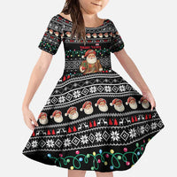 Yemen Christmas Family Matching Off Shoulder Maxi Dress and Hawaiian Shirt with Traditional Santa Black Snowflake Pattern and Festive Lights - Wonder Print Shop