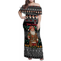 Yemen Christmas Family Matching Off Shoulder Maxi Dress and Hawaiian Shirt with Traditional Santa Black Snowflake Pattern and Festive Lights - Wonder Print Shop