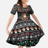 Yemen Christmas Family Matching Puletasi and Hawaiian Shirt with Traditional Santa Black Snowflake Pattern and Festive Lights - Wonder Print Shop