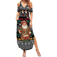 Yemen Christmas Family Matching Summer Maxi Dress and Hawaiian Shirt with Traditional Santa Black Snowflake Pattern and Festive Lights - undefined