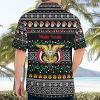 Yemen Christmas Hawaiian Shirt with Traditional Santa Black Snowflake Pattern and Festive Lights - Wonder Print Shop
