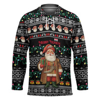 Yemen Christmas Hockey Jersey with Traditional Santa Black Snowflake Pattern and Festive Lights - Wonder Print Shop