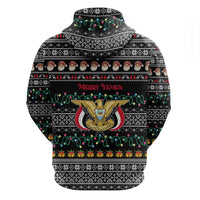 Yemen Christmas Hoodie with Traditional Santa Black Snowflake Pattern and Festive Lights - Wonder Print Shop