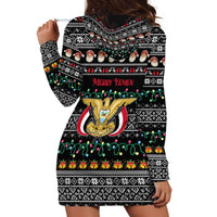Yemen Christmas Hoodie Dress with Traditional Santa Black Snowflake Pattern and Festive Lights - Wonder Print Shop