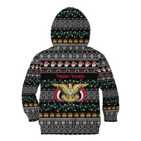 Yemen Christmas Kid Hoodie with Traditional Santa Black Snowflake Pattern and Festive Lights - Wonder Print Shop