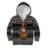 Yemen Christmas Kid Hoodie with Traditional Santa Black Snowflake Pattern and Festive Lights - Wonder Print Shop