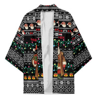 Yemen Christmas Kimono with Traditional Santa Black Snowflake Pattern and Festive Lights - Wonder Print Shop