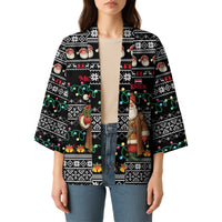 Yemen Christmas Kimono with Traditional Santa Black Snowflake Pattern and Festive Lights - Wonder Print Shop