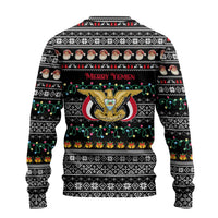 Yemen Christmas Ugly Christmas Sweater with Traditional Santa Black Snowflake Pattern and Festive Lights - Wonder Print Shop