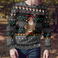 Yemen Christmas Ugly Christmas Sweater with Traditional Santa Black Snowflake Pattern and Festive Lights - Wonder Print Shop