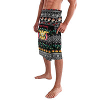 Yemen Christmas Lavalava with Traditional Santa Black Snowflake Pattern and Festive Lights - Wonder Print Shop