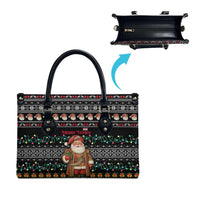 Yemen Christmas Leather Bag with Traditional Santa Black Snowflake Pattern and Festive Lights - Wonder Print Shop