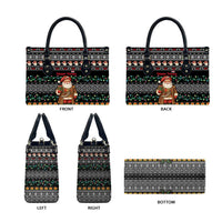 Yemen Christmas Leather Bag with Traditional Santa Black Snowflake Pattern and Festive Lights - Wonder Print Shop