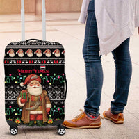 Yemen Christmas Luggage Cover with Traditional Santa Black Snowflake Pattern and Festive Lights - Wonder Print Shop