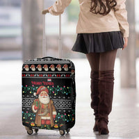 Yemen Christmas Luggage Cover with Traditional Santa Black Snowflake Pattern and Festive Lights - Wonder Print Shop