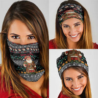 Yemen Christmas Neck Gaiter with Traditional Santa Black Snowflake Pattern and Festive Lights - Wonder Print Shop