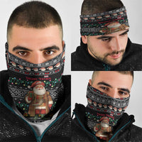 Yemen Christmas Neck Gaiter with Traditional Santa Black Snowflake Pattern and Festive Lights - Wonder Print Shop