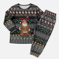 Yemen Christmas Pajama Set with Traditional Santa Black Snowflake Pattern and Festive Lights - Wonder Print Shop