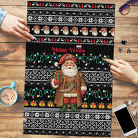Yemen Christmas Puzzle with Traditional Santa Black Snowflake Pattern and Festive Lights - Wonder Print Shop