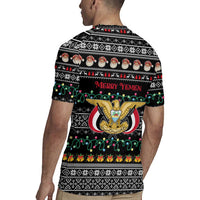Yemen Christmas Rugby Jersey with Traditional Santa Black Snowflake Pattern and Festive Lights - Wonder Print Shop