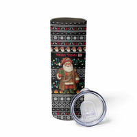 Yemen Christmas Skinny Tumbler with Traditional Santa Black Snowflake Pattern and Festive Lights - Wonder Print Shop