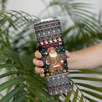 Yemen Christmas Skinny Tumbler with Traditional Santa Black Snowflake Pattern and Festive Lights - Wonder Print Shop