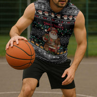 Yemen Christmas Sleeveless Hoodie with Traditional Santa Black Snowflake Pattern and Festive Lights - Wonder Print Shop