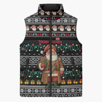 Yemen Christmas Sleeveless Puffer Jacket with Traditional Santa Black Snowflake Pattern and Festive Lights - Wonder Print Shop