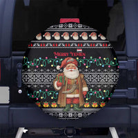 Yemen Christmas Spare Tire Cover with Traditional Santa Black Snowflake Pattern and Festive Lights - Wonder Print Shop