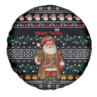 Yemen Christmas Spare Tire Cover with Traditional Santa Black Snowflake Pattern and Festive Lights - Wonder Print Shop