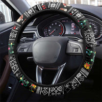 Yemen Christmas Steering Wheel Cover with Traditional Santa Black Snowflake Pattern and Festive Lights - Wonder Print Shop