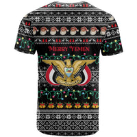 Yemen Christmas T Shirt with Traditional Santa Black Snowflake Pattern and Festive Lights - Wonder Print Shop