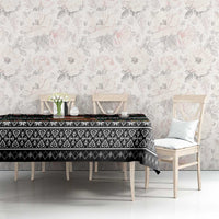 Yemen Christmas Tablecloth with Traditional Santa Black Snowflake Pattern and Festive Lights - Wonder Print Shop