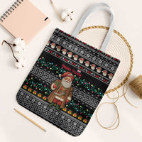 Yemen Christmas Tote Bag with Traditional Santa Black Snowflake Pattern and Festive Lights - Wonder Print Shop