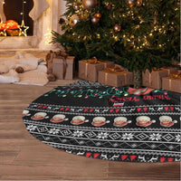 Yemen Christmas Tree Skirt with Traditional Santa Black Snowflake Pattern and Festive Lights - Wonder Print Shop