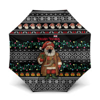 Yemen Christmas Umbrella with Traditional Santa Black Snowflake Pattern and Festive Lights - Wonder Print Shop