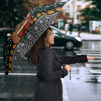 Yemen Christmas Umbrella with Traditional Santa Black Snowflake Pattern and Festive Lights - Wonder Print Shop