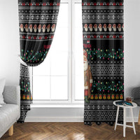Yemen Christmas Window Curtain with Traditional Santa Black Snowflake Pattern and Festive Lights - Wonder Print Shop