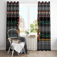 Yemen Christmas Window Curtain with Traditional Santa Black Snowflake Pattern and Festive Lights - Wonder Print Shop