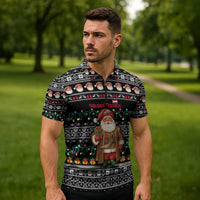 Yemen Christmas Zipper Polo Shirt with Traditional Santa Black Snowflake Pattern and Festive Lights - Wonder Print Shop
