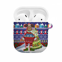 Liechtenstein Christmas AirPods Case with Reindeer Character Holiday Village and Plaid Sleeves - Wonder Print Shop